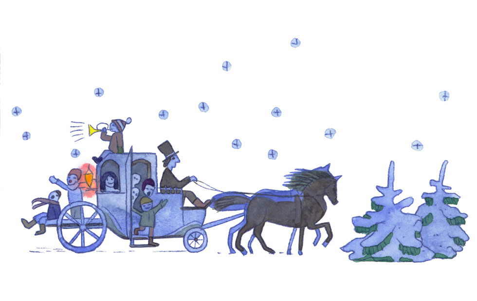 Illustration zu »Die Weihnachtslichter leuchten hell / Nu tändas tusen juleljus« von Markus Lefrancois