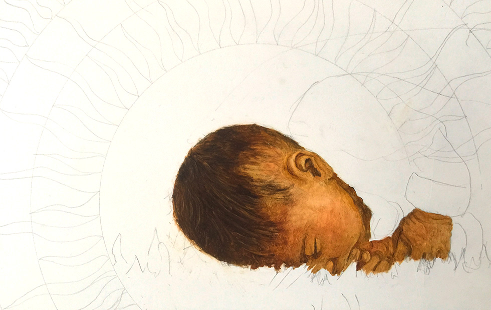 Illustration zu »Barn Jesus i en krybbe la« von Frank Walka