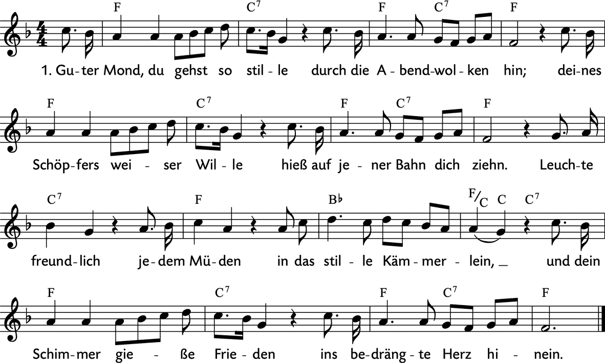 Noten 'Guter Mond, du gehst so stille'