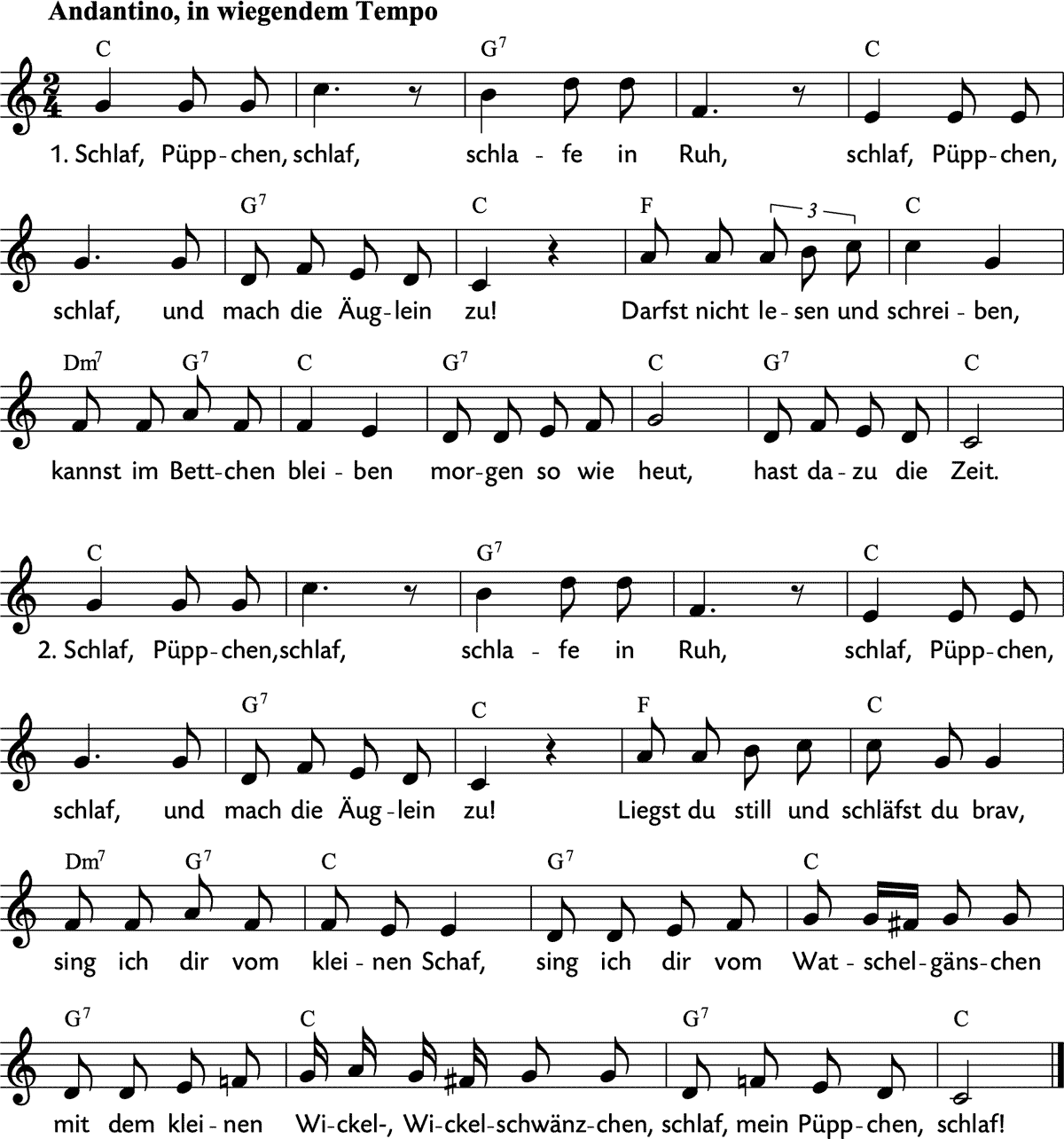 Noten 'Puppenwiegenlied'