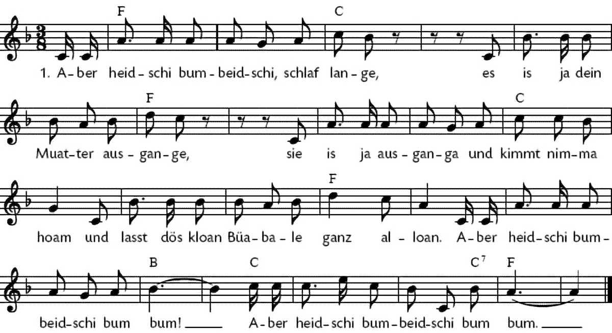Noten 'Aber heidschi bumbeidschi'