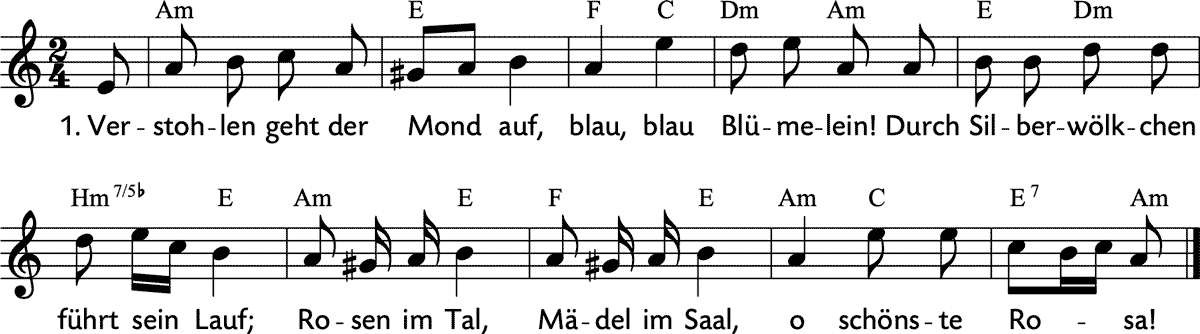 Noten 'Verstohlen geht der Mond auf'