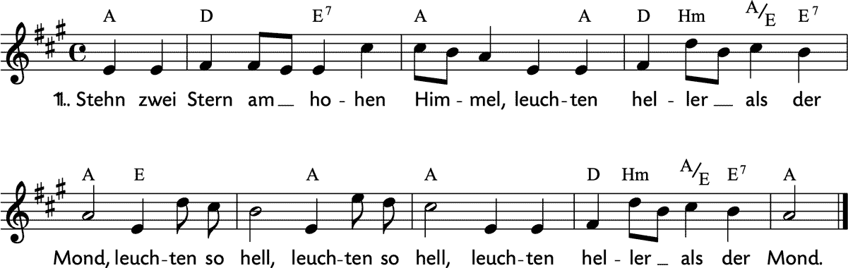 Noten 'Stehn zwei Stern am hohen Himmel'