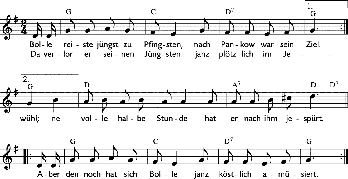 Noten 'Bolle reiste jüngst zu Pfingsten'