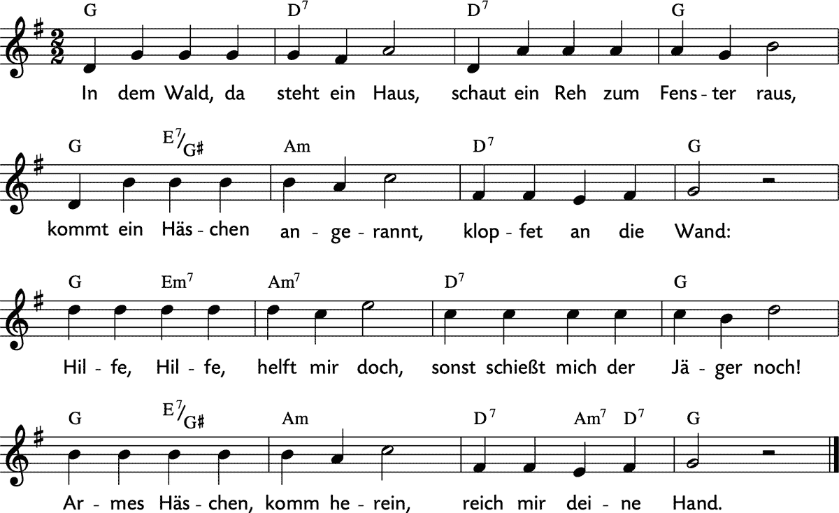 Noten 'In dem Wald, da steht ein Haus'