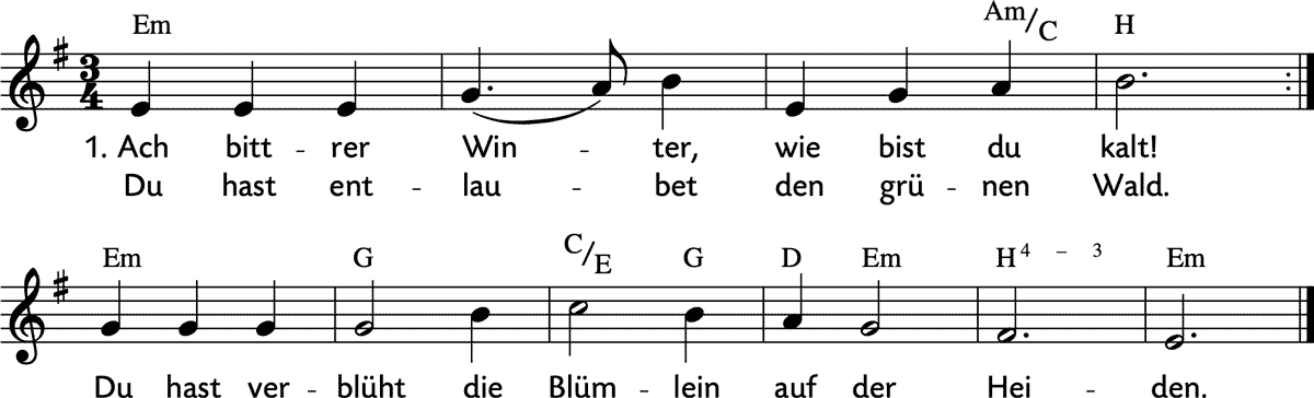 Noten 'Ach bittrer Winter'