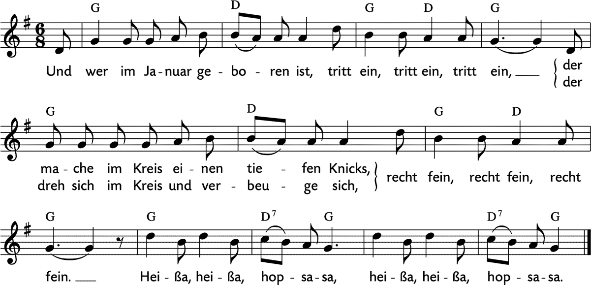 Noten 'Und wer im Januar geboren ist'