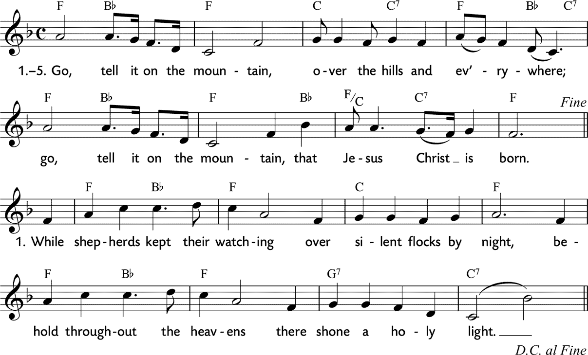 Noten 'Go, tell it on the mountain'