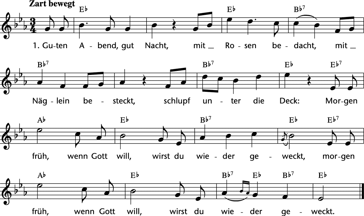Noten 'Guten Abend, gut Nacht (int.)'