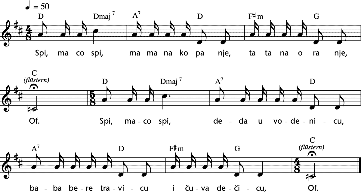 Noten 'Spi, maco spi'