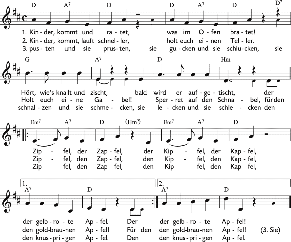 Noten 'Kinder, kommt und ratet / Der Bratapfel'