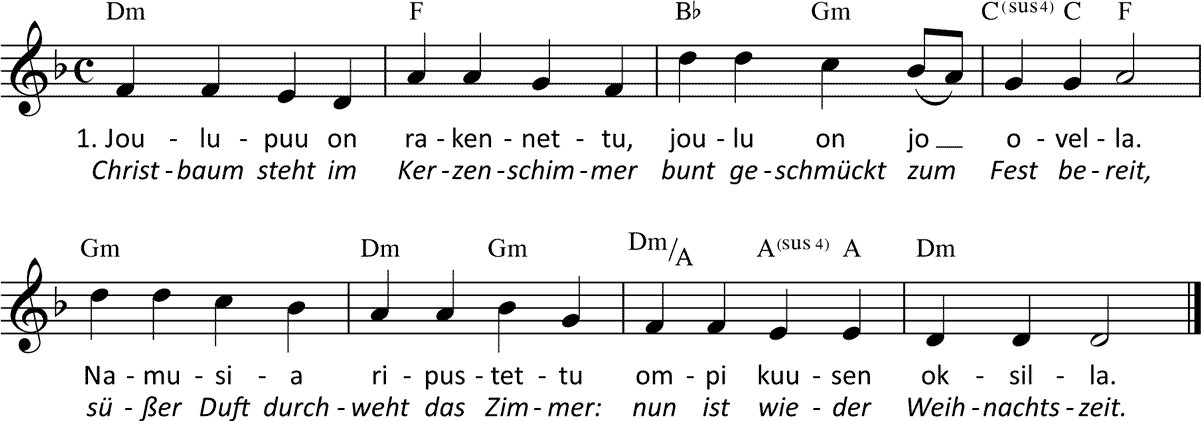 Noten 'Joulupuu on rakennettu'