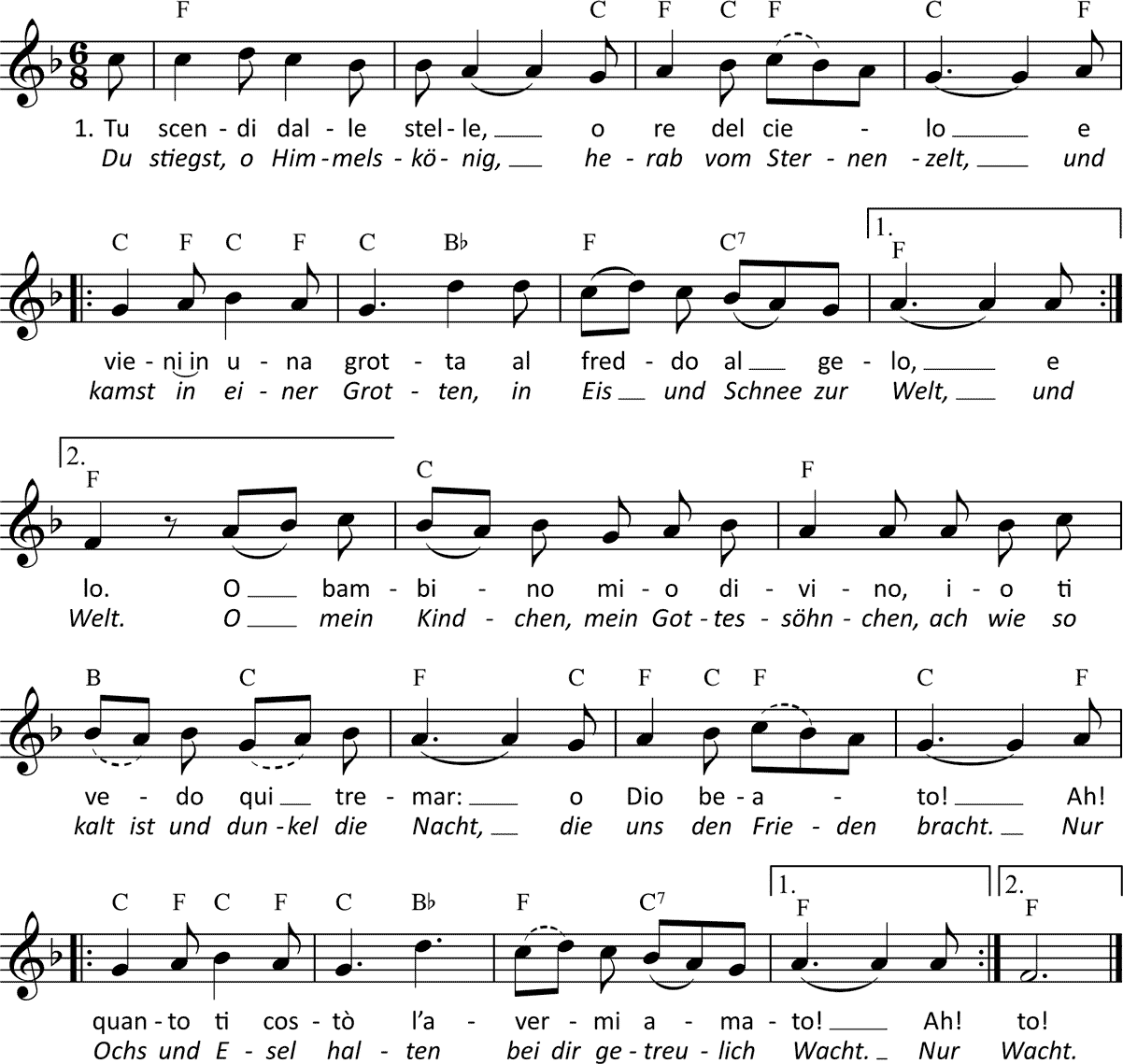 Noten 'Tu scendi dalle stelle'