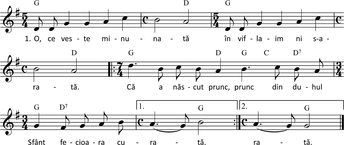 Noten 'O, ce veste minunata'