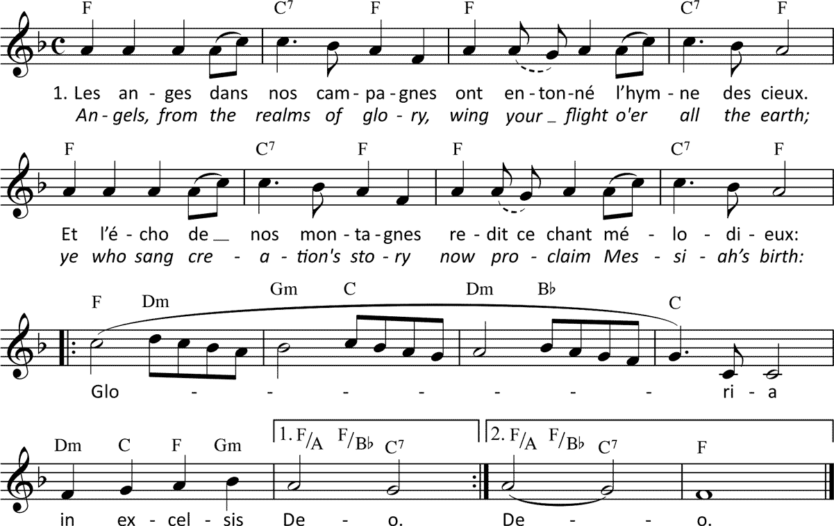 Noten 'Les anges dans nos campagnes / Angels, from the realms of glory'