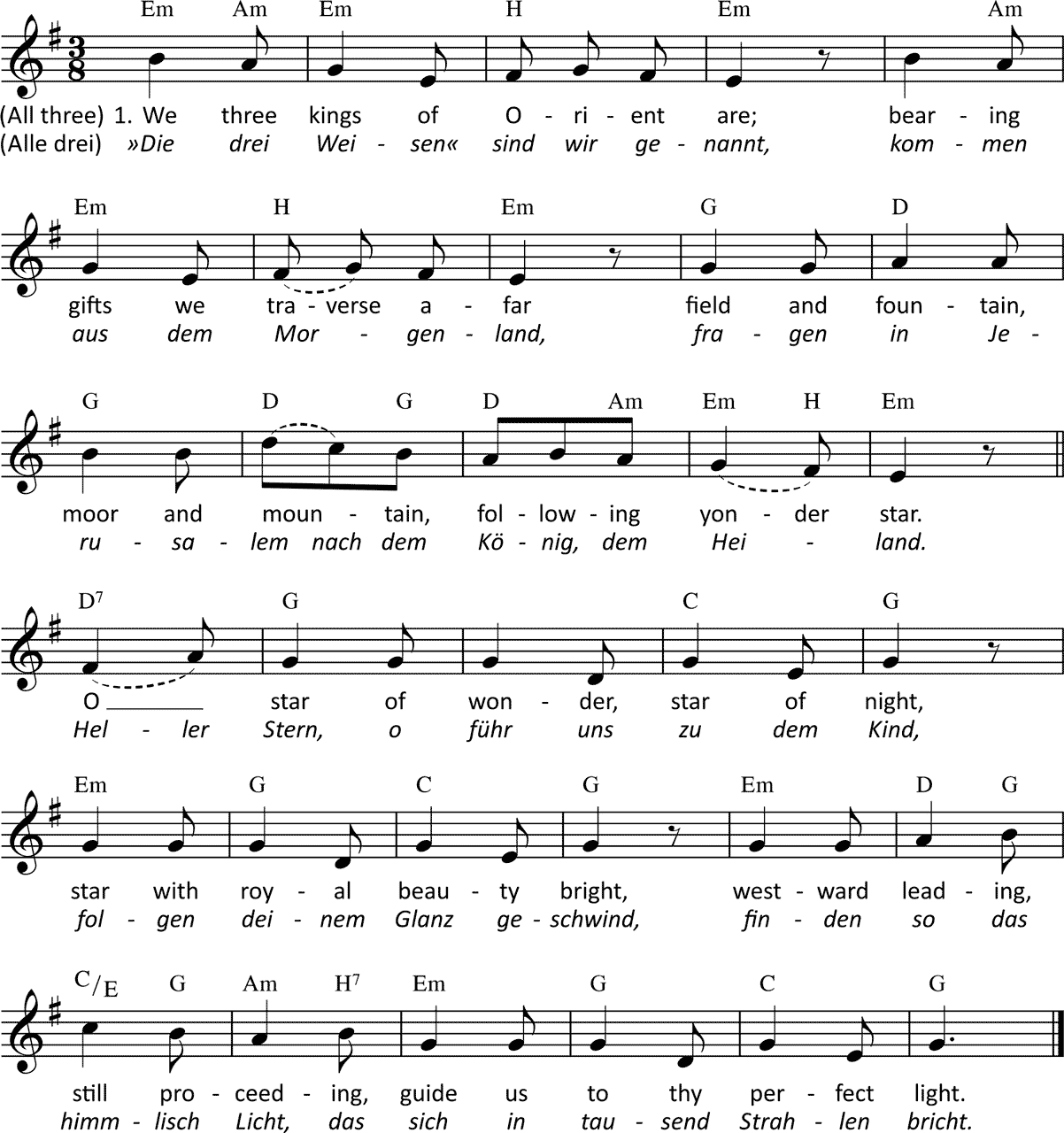 Noten 'We three kings of Orient are'