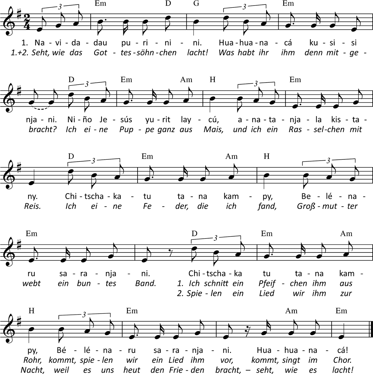 Noten 'Navidadau purinini'