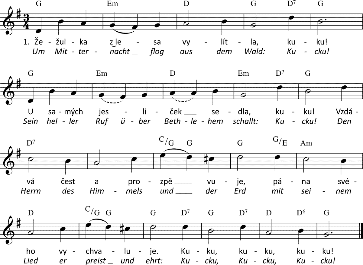 Noten 'Zezulka z lesa vxlitla'