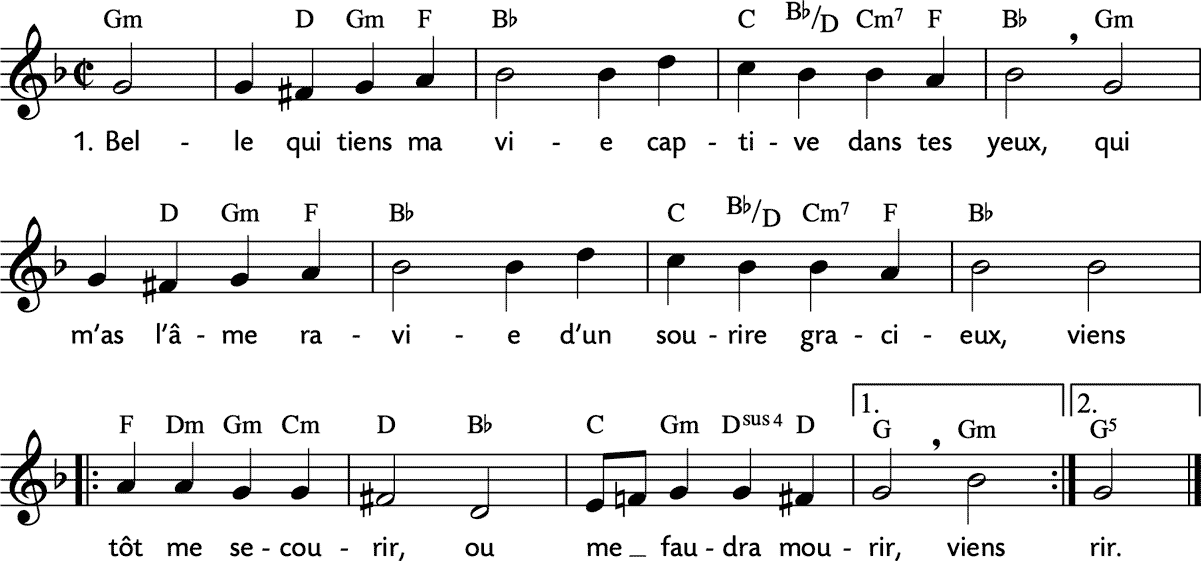Noten 'Belle qui tiens ma vie'