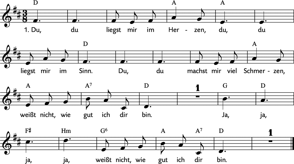 Noten 'Du, du liegst mir am Herzen'