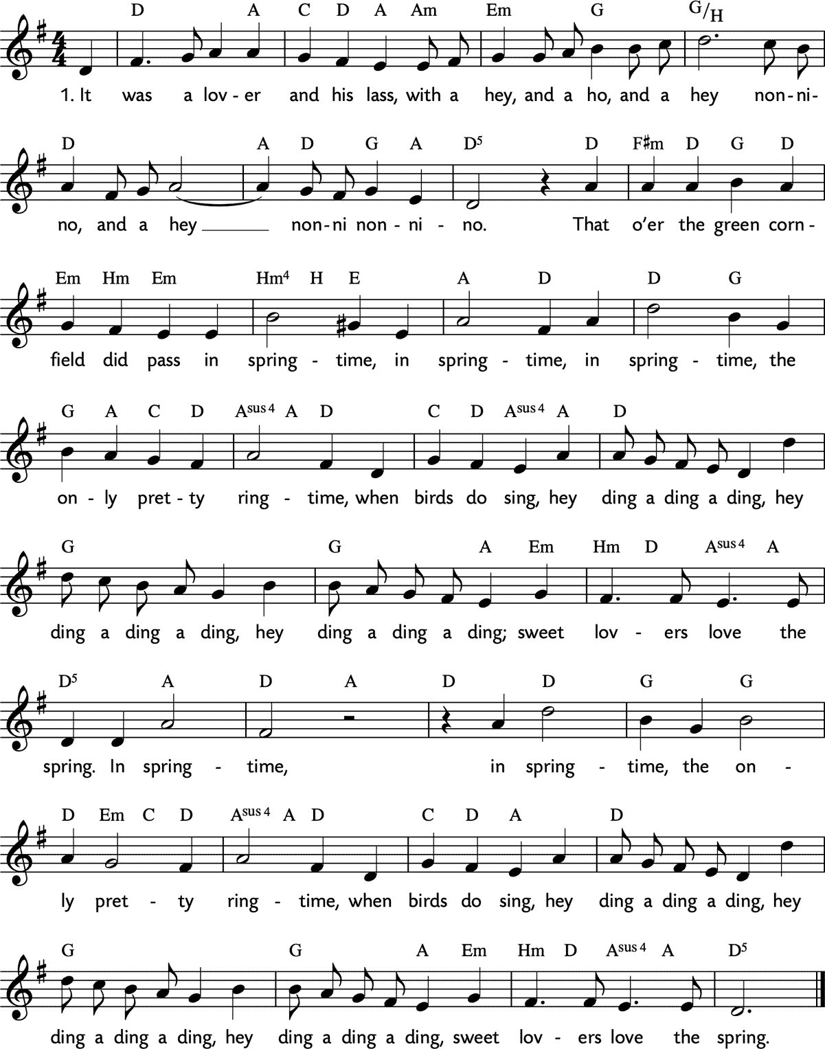 Noten 'It was a lover and his lass'