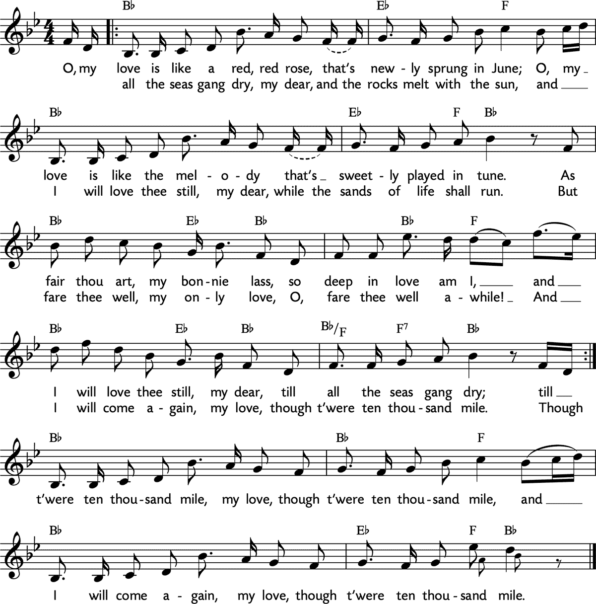 Noten 'My love is like a red, red rose'