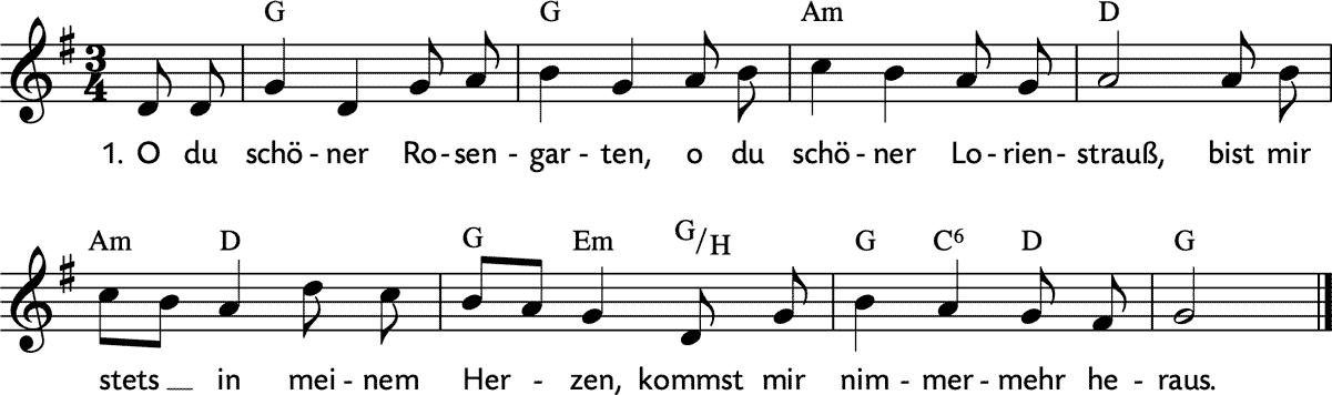 Noten 'O du schöner Rosengarten'